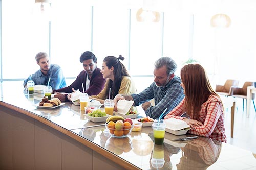 group of people eating