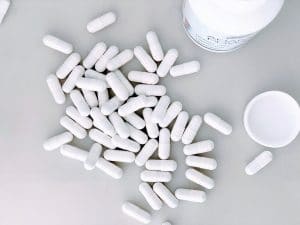 Prescription pills scattered on the table