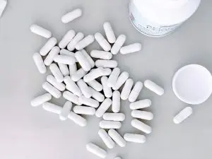 Prescription pills scattered on the table