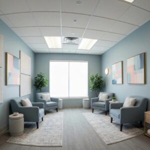 Comfortable therapy room in a treatment center, emphasizing healing and support for intensive outpatient programs