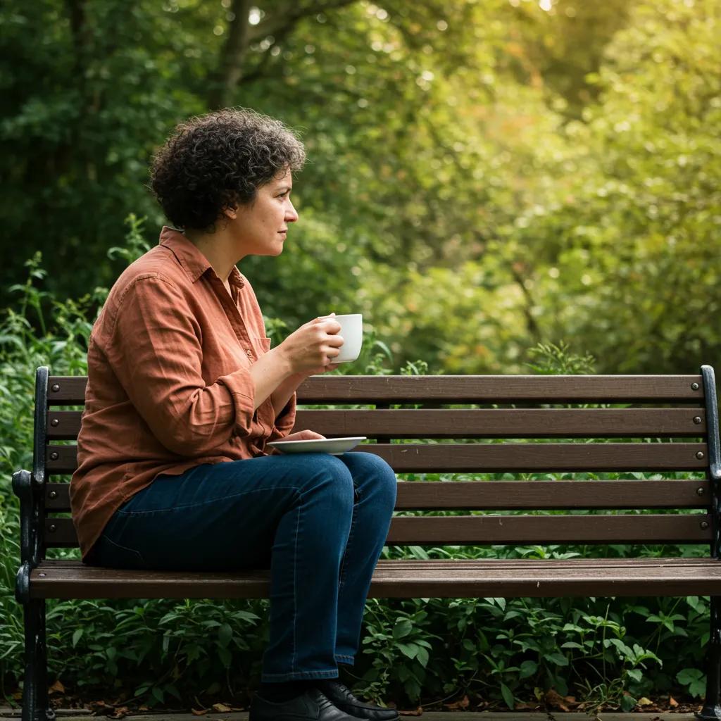 Person reflecting on mental health struggles in a peaceful park setting. Quotes About Suicide.