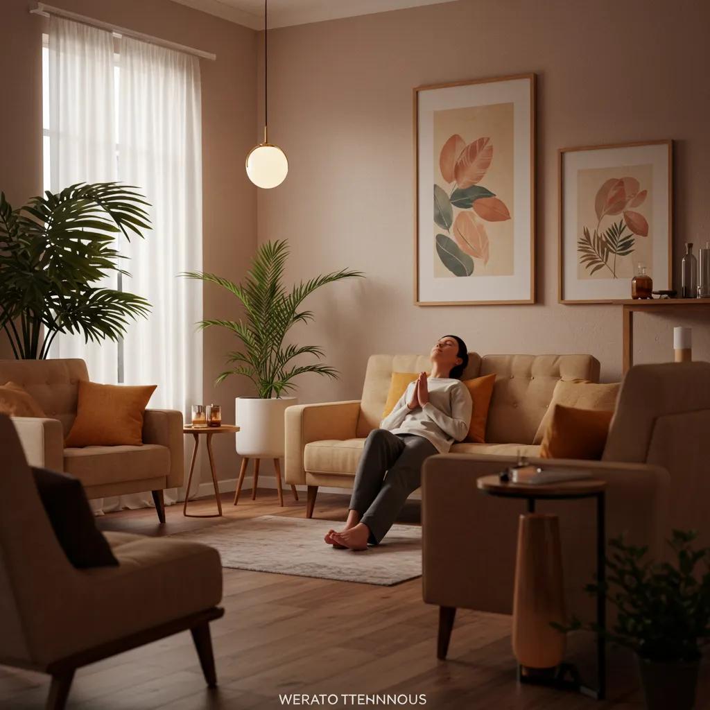A person practicing relaxation techniques in a calming indoor environment during cannabis withdrawal