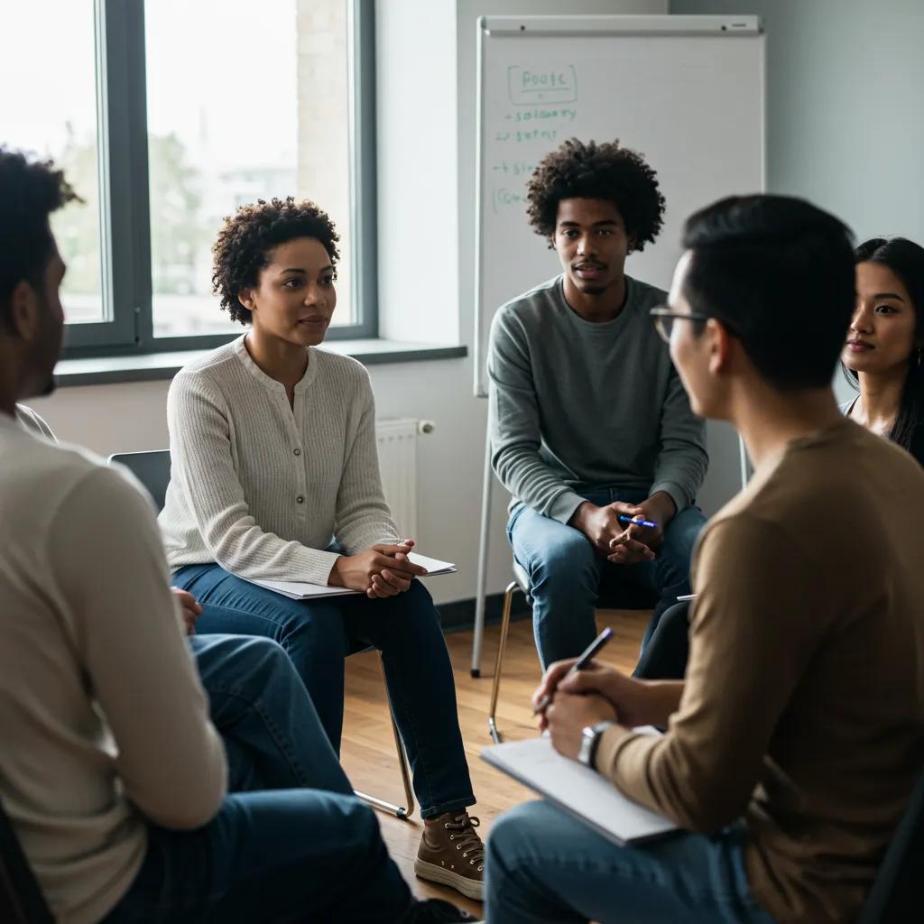 Group therapy session for kratom addiction treatment highlighting community support