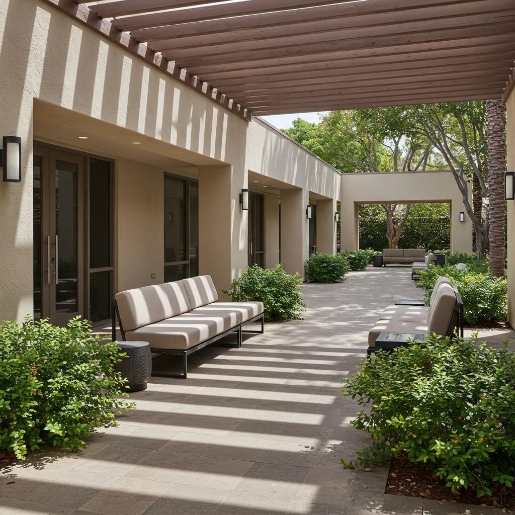 Tranquil addiction treatment center in Orange County with serene outdoor space
