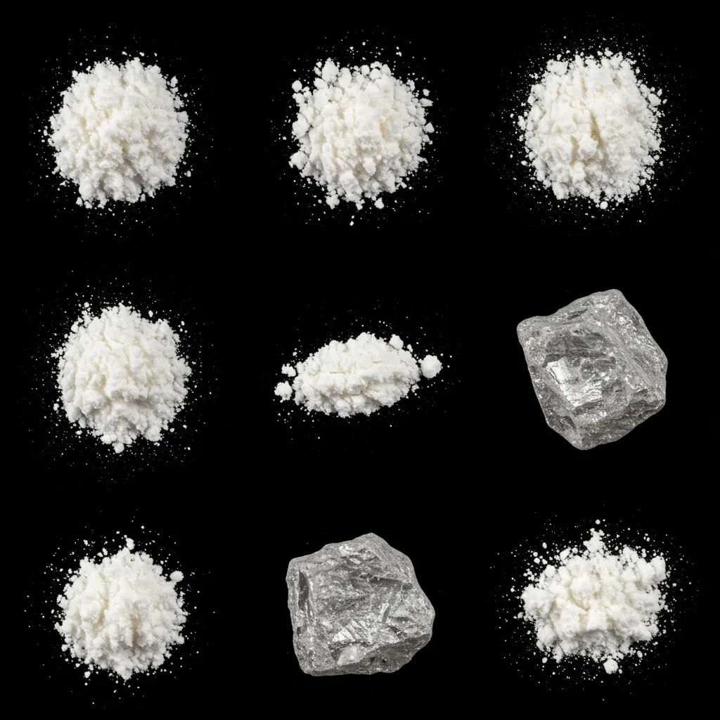 Visual representation of different forms of cocaine, including powder and crack, illustrating their distinct characteristics